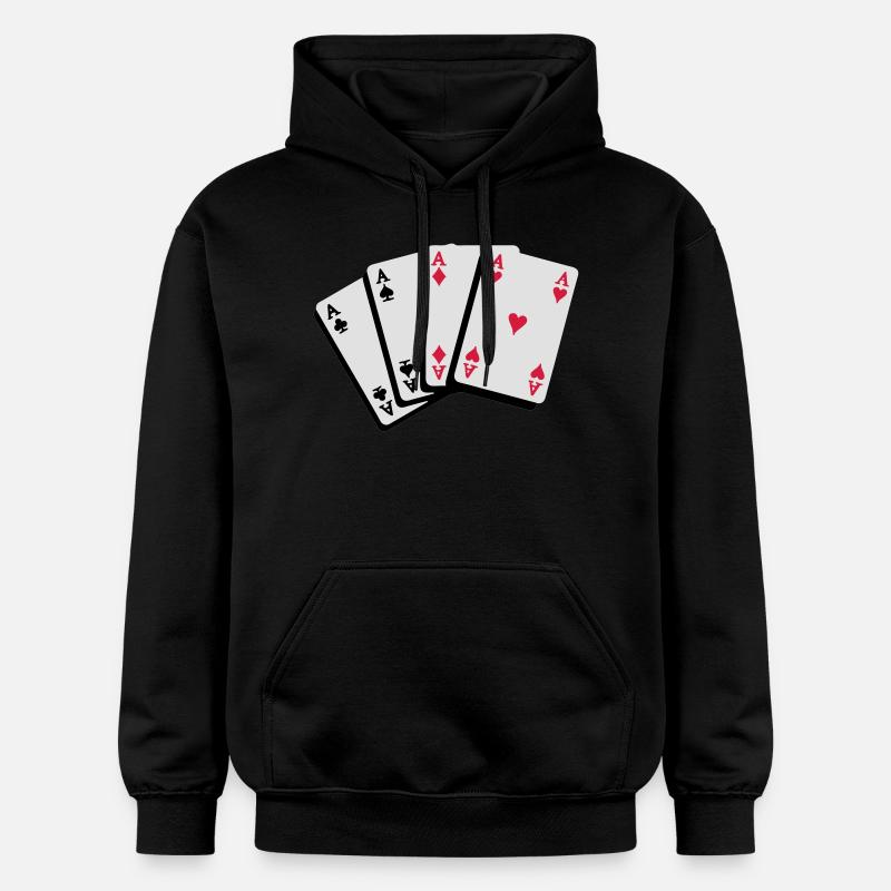 Poker Kartenfächer Asse - Gildan Unisex Softstyle® Midweight Hoodie - Schwarz