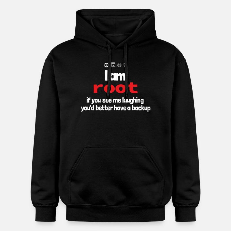 root backup - laughing - Gildan Unisex Softstyle® Midweight Hoodie - Schwarz