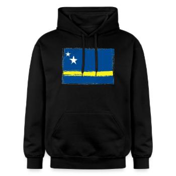 Curacao - Gildan Unisex Softstyle® Midweight Hoodie - Schwarz - Vorne - Marisol (170cm) & Nik (191cm)