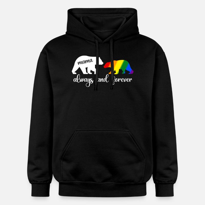 Rainbow Mama Bear toujours aimer soutenir la fierté LGBT - Sweat à capuche Softstyle® Gildan Unisexe - noir