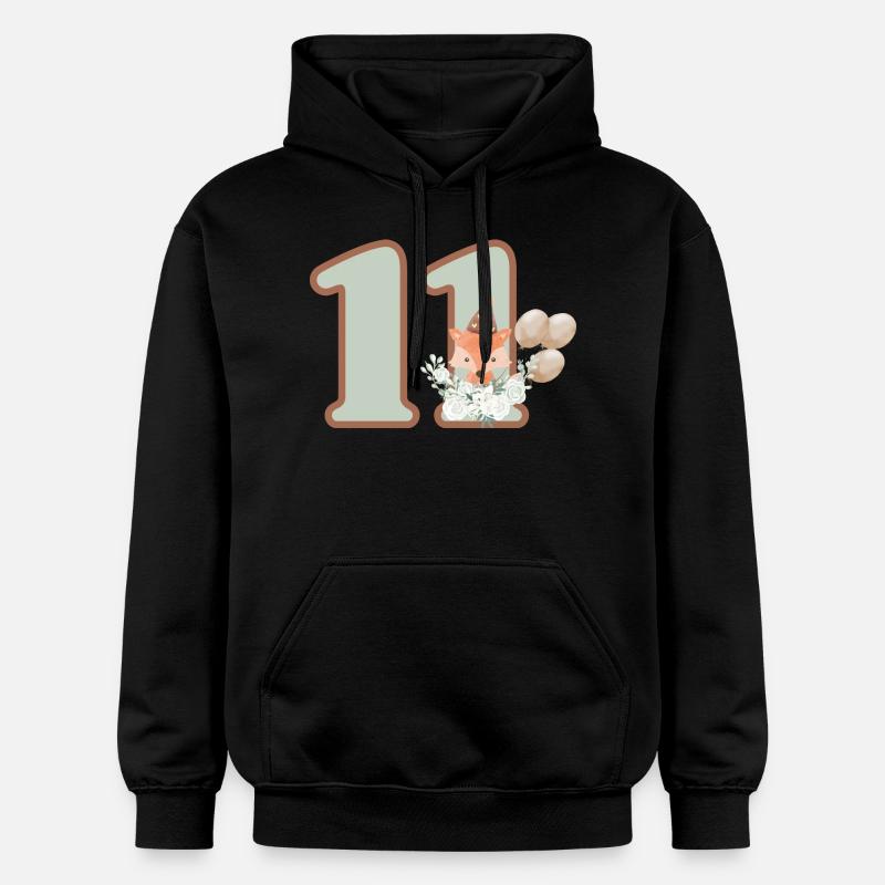 11e anniversaire renard fleurs - Sweat à capuche Softstyle® Gildan Unisexe - noir