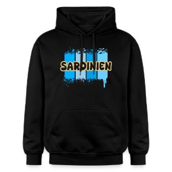 Sardinien als Sardinien - Gildan Unisex Softstyle® Midweight Hoodie - Schwarz - Vorne - Marisol (170cm) & Nik (191cm)