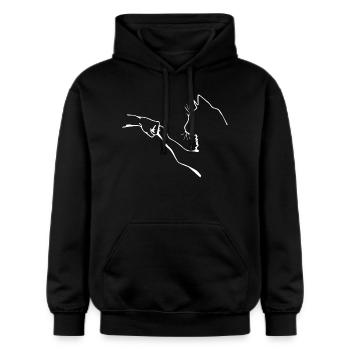 Katze Pfote Silhouette Faust Mensch lustig - Gildan Unisex Softstyle® Midweight Hoodie - Schwarz - Vorne - Marisol (170cm) & Nik (191cm)