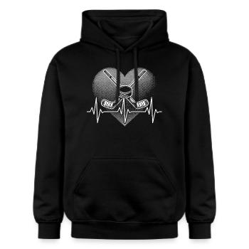 Herzschlag Eishockey - Gildan Unisex Softstyle® Midweight Hoodie - Schwarz - Vorne - Marisol (170cm) & Nik (191cm)