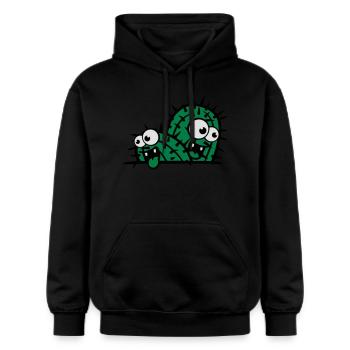visage de bande dessinée comique drôle de petit te - Sweat à capuche Softstyle® Gildan Unisexe - noir - Devant - Marisol (170cm) & Nik (191cm)