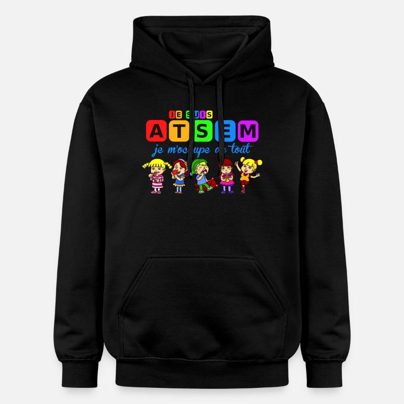 je suis atsem - Sweat à capuche Softstyle® Gildan Unisexe - noir