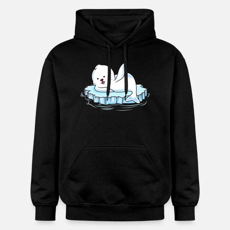 Bande dessinée Seal Ice Floe - Sweat à capuche Softstyle® Gildan Unisexe - noir