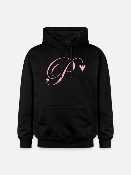 Monogram P Heart Vine - Gildan Unisex Softstyle® Midweight Hoodie - black