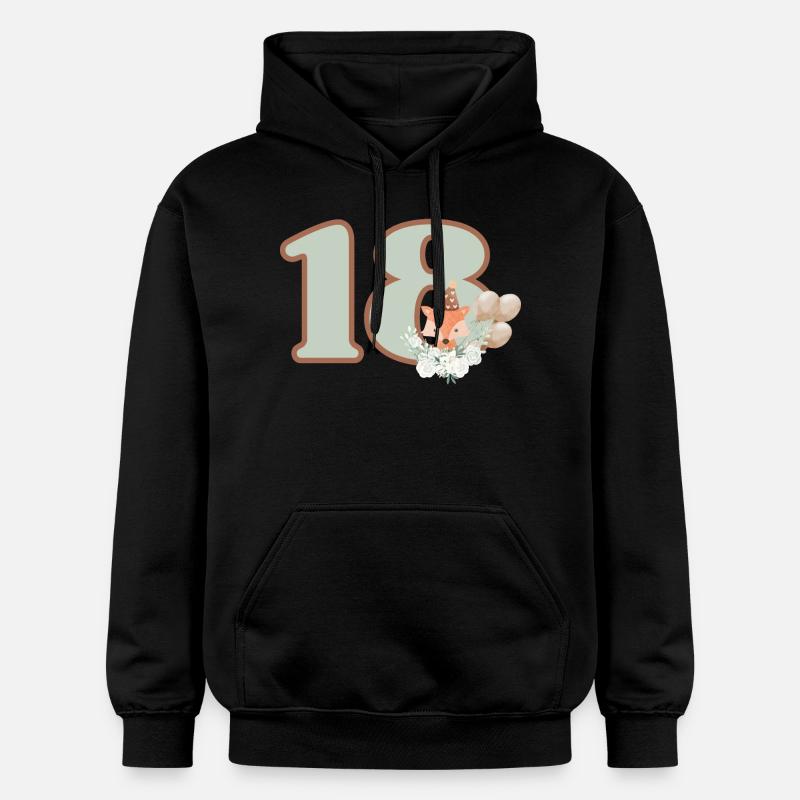 18e anniversaire renard fleurs - Sweat à capuche Softstyle® Gildan Unisexe - noir