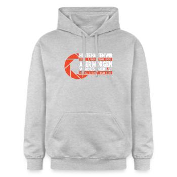 Fotografie Wetter - Gildan Unisex Softstyle® Midweight Hoodie - Hellgrau meliert - Vorne - Liana (172cm) & Jaron (178cm)