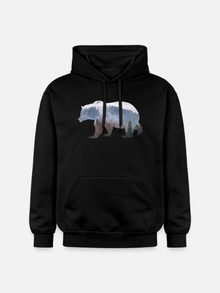 Bär mit Wald - Gildan Unisex Softstyle® Midweight Hoodie - Schwarz