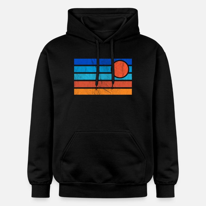 Coucher de soleil rétro - Sweat à capuche Softstyle® Gildan Unisexe - noir