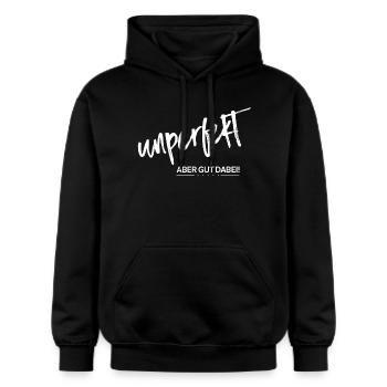Unperfekt - aber gut dabei! - Gildan Unisex Softstyle® Midweight Hoodie - Schwarz - Vorne - Marisol (170cm) & Nik (191cm)