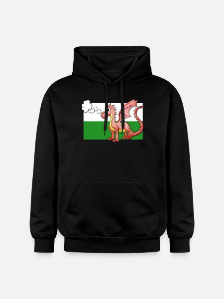 Puffing Welsh Dragon - Gregory - Gildan Unisex Softstyle® Midweight Hoodie - black
