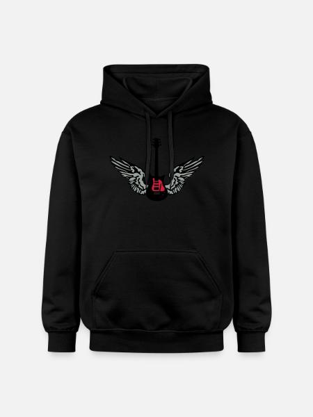 guitar_wings_042013_a_3c - Gildan Unisex Softstyle® Midweight Hoodie - black