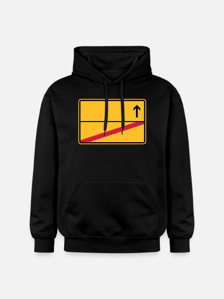 Stadtschild, Ausfahrt - Gildan Unisex Softstyle® Midweight Hoodie - Schwarz