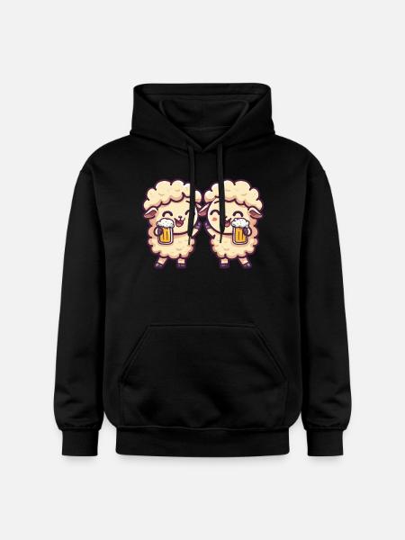 Sheep Comic Beer Funny Booze - Gildan Unisex Softstyle® Midweight Hoodie - black