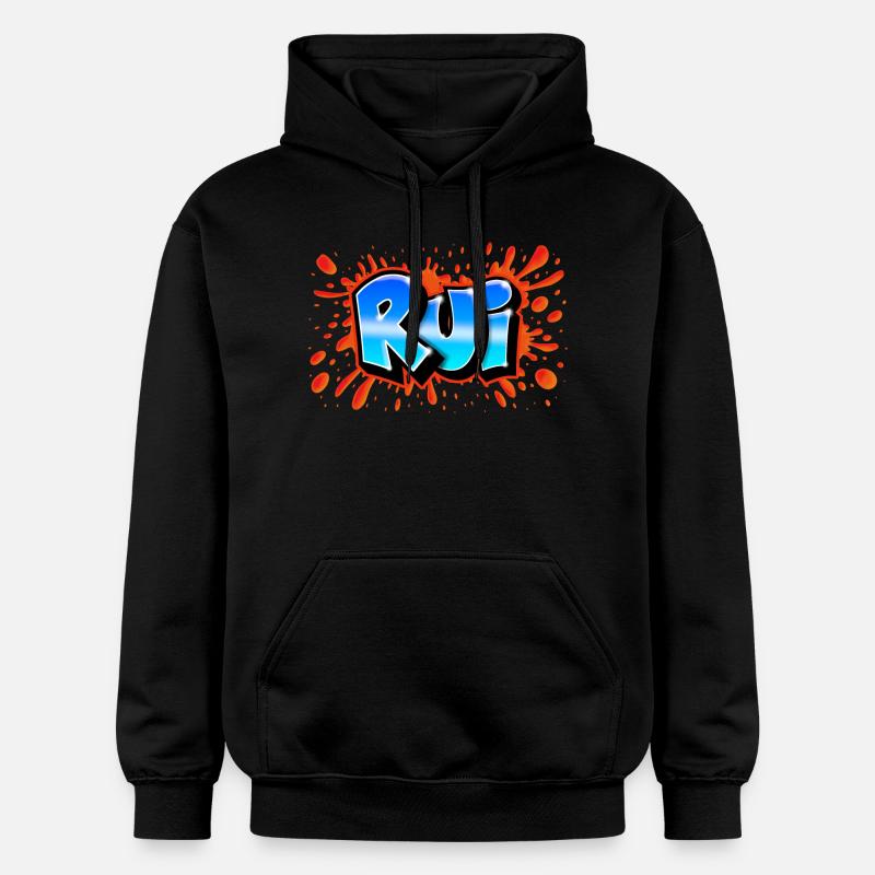 Graffiti prénom Rui+splash rouge - Sweat à capuche Softstyle® Gildan Unisexe - noir