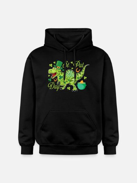 St. Patrick's Day T-Rex - Gildan Unisex Softstyle® Midweight Hoodie - black