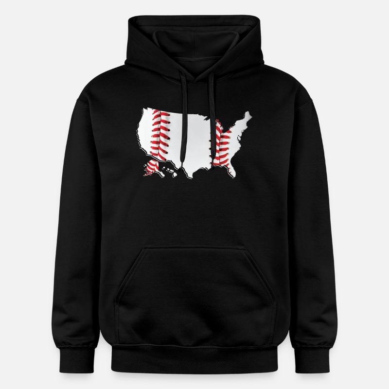 États-Unis | Vrai baseball | Carte - Sweat à capuche Softstyle® Gildan Unisexe - noir