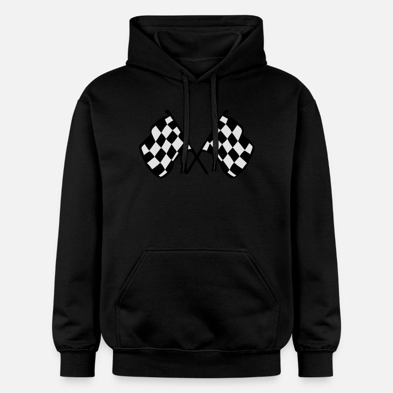 Drapeaux de course à damier - Sweat à capuche Softstyle® Gildan Unisexe - noir