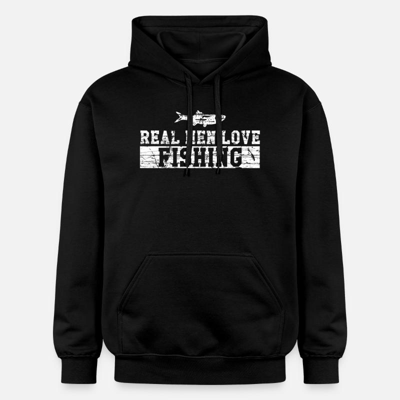 Les vrais hommes aiment la pêche - Sweat à capuche Softstyle® Gildan Unisexe - noir