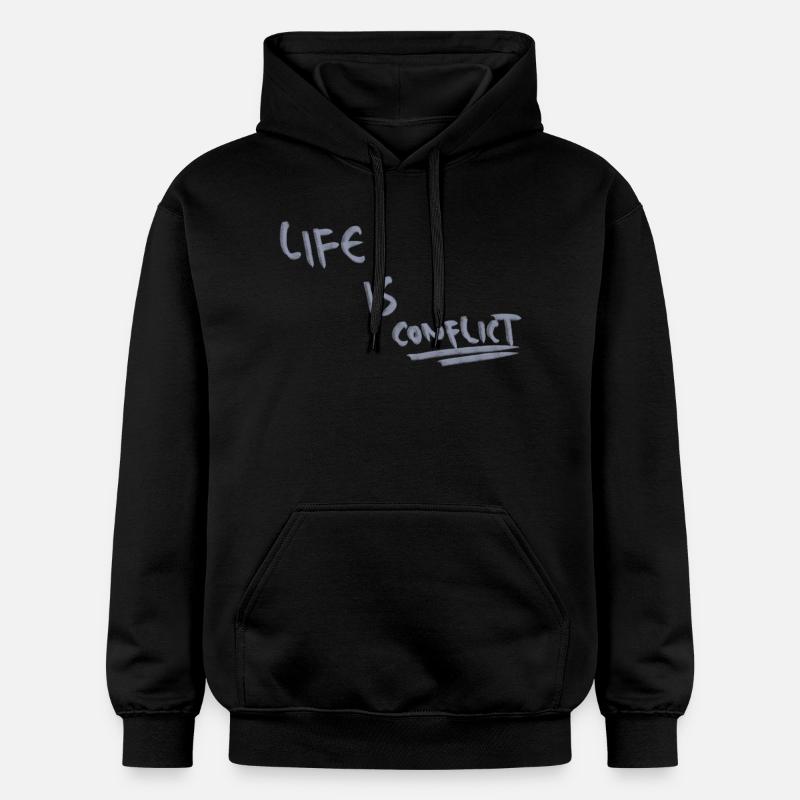 La vie, c’est le conflit - Sweat à capuche Softstyle® Gildan Unisexe - noir