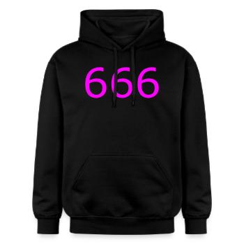 666 - Gildan Unisex Softstyle® Midweight Hoodie - Schwarz - Vorne - Marisol (170cm) & Nik (191cm)