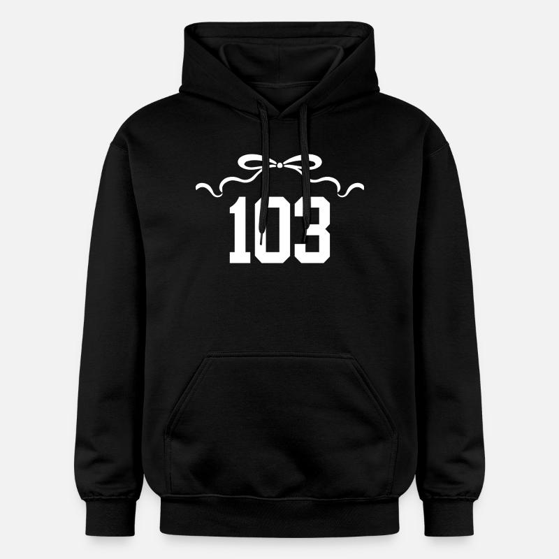 Numéro 103 noeud - 103e anniversaire - Sweat à capuche Softstyle® Gildan Unisexe - noir