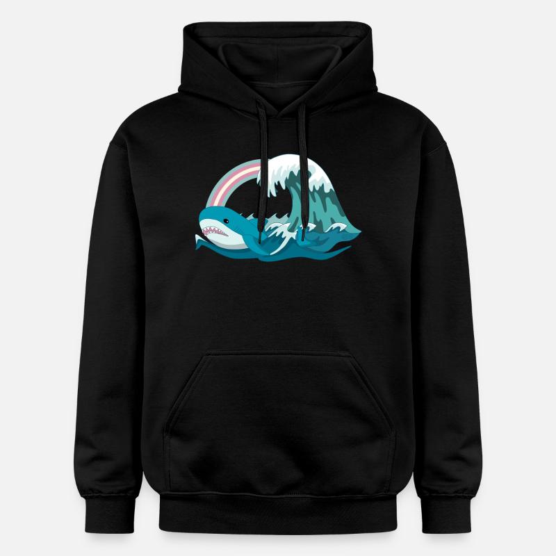 Pride Blahaj Arc-en-ciel pastel - Sweat à capuche Softstyle® Gildan Unisexe - noir