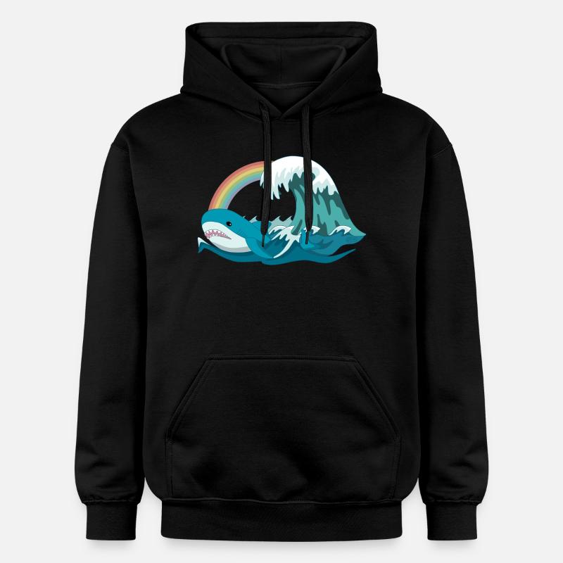 Pride Blahaj avec arc-en-ciel - Sweat à capuche Softstyle® Gildan Unisexe - noir