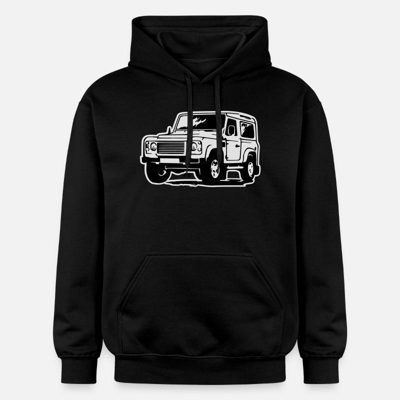 Defender (mit Hintergrund) - Sweat à capuche Softstyle® Gildan Unisexe - noir
