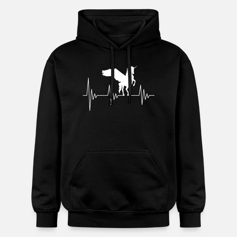 Einhorn Pferd EKG Herzfrequenz - Sweat à capuche Softstyle® Gildan Unisexe - noir