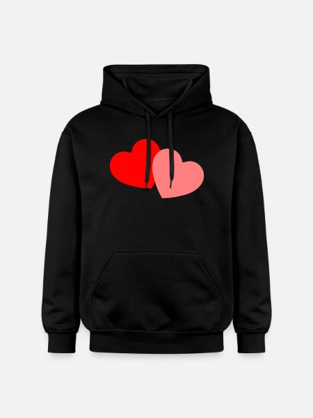 2 Hearts - red and pink - Gildan Unisex Softstyle® Midweight Hoodie - black