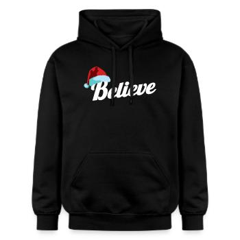 Santa Claus Hat Believe In Santa Xmas Party Geschenk - Gildan Unisex Softstyle® Midweight Hoodie - Schwarz - Vorne - Marisol (170cm) & Nik (191cm)