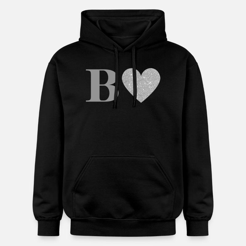 Lettre b cœur argenté - Sweat à capuche Softstyle® Gildan Unisexe - noir