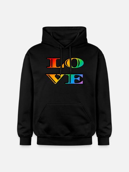 Retro Regenbogen Liebe - Gildan Unisex Softstyle® Midweight Hoodie - Schwarz