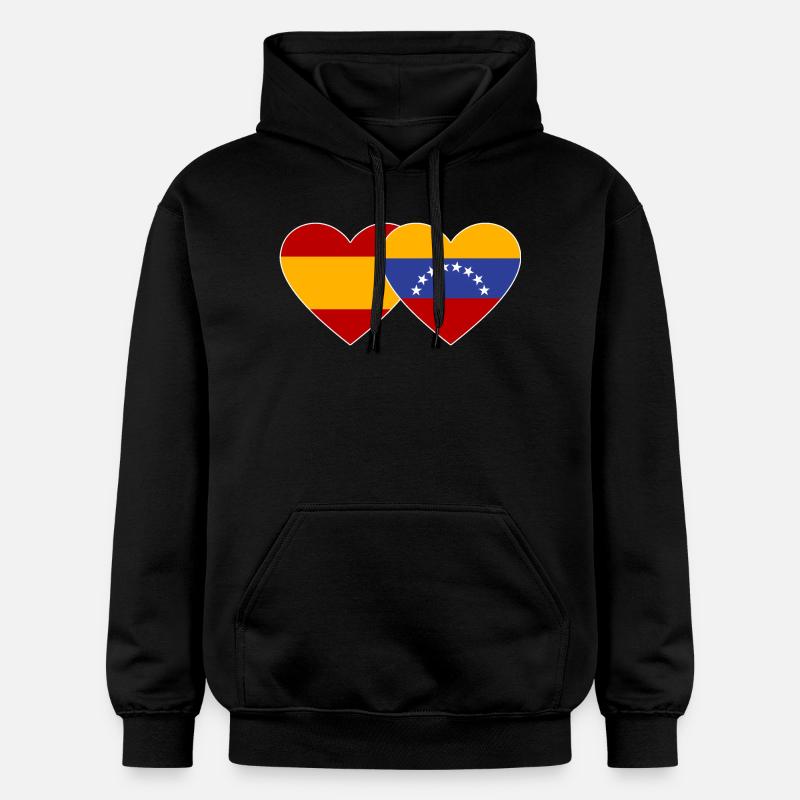 Espagne Venezuela Drapeau Coeur - Sweat à capuche Softstyle® Gildan Unisexe - noir