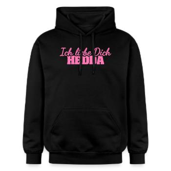 Liebe Hedda - Gildan Unisex Softstyle® Midweight Hoodie - Schwarz - Vorne - Marisol (170cm) & Nik (191cm)