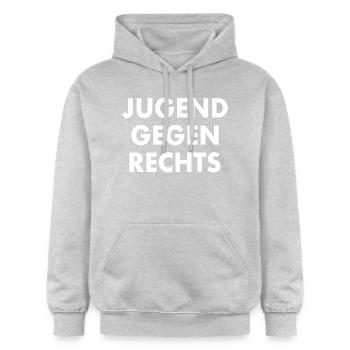 Jugend gegen rechts - Gildan Unisex Softstyle® Midweight Hoodie - Hellgrau meliert - Vorne - Liana (172cm) & Jaron (178cm)