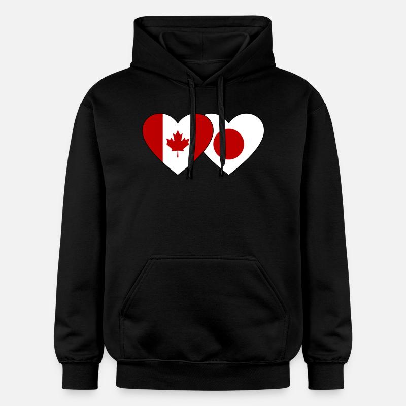Drapeau du Canada Japon Coeur - Sweat à capuche Softstyle® Gildan Unisexe - noir