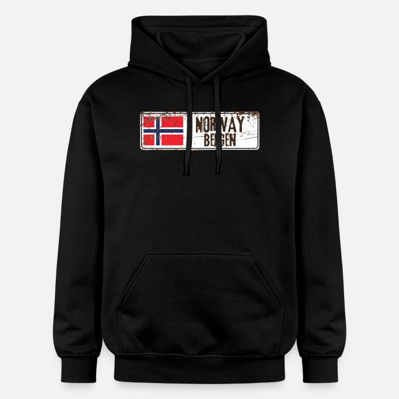 Bergen Norvège Drapeau - Sweat à capuche Softstyle® Gildan Unisexe - noir