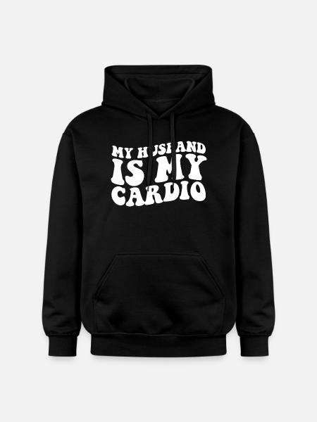 My Husband is My Cardio - Gildan Unisex Softstyle® Midweight Hoodie - black