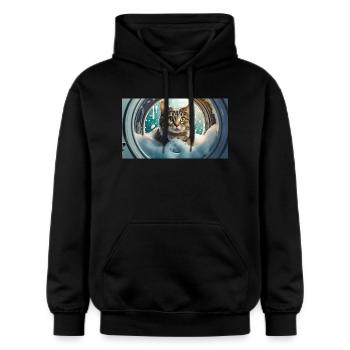 Wortspiel – Katzenwäsche - Gildan Unisex Softstyle® Midweight Hoodie - Schwarz - Vorne - Marisol (170cm) & Nik (191cm)