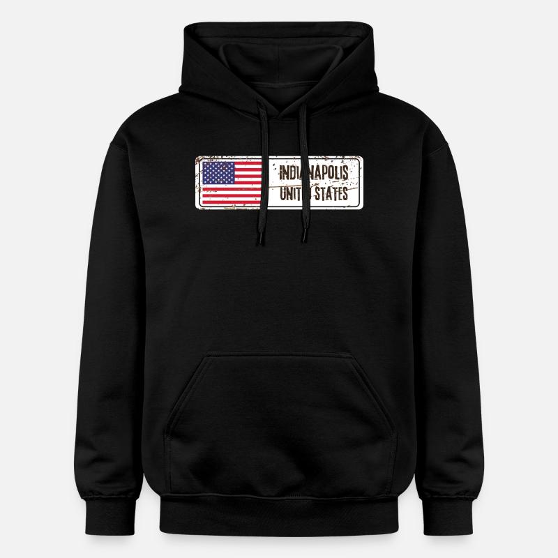 Indianapolis Drapeau des États-Unis - Sweat à capuche Softstyle® Gildan Unisexe - noir
