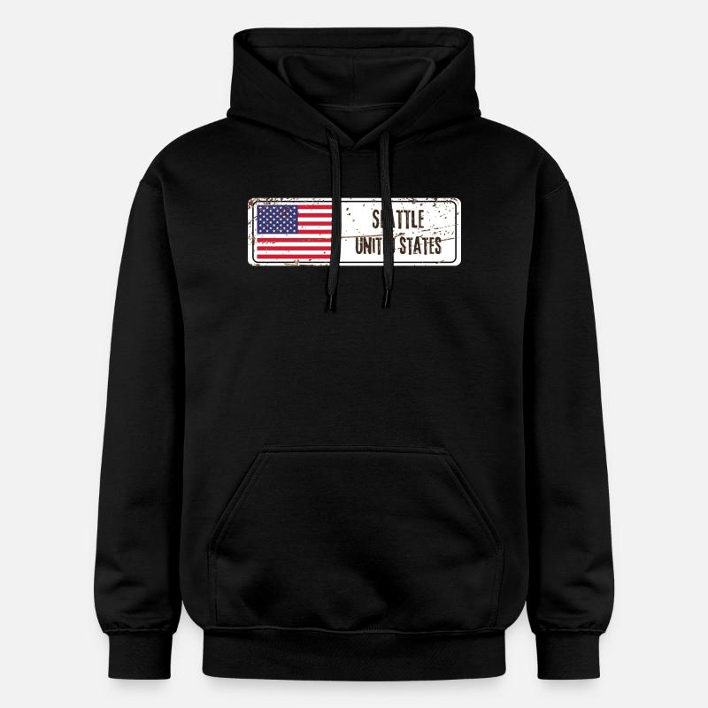 Seattle, États-Unis - Sweat à capuche Softstyle® Gildan Unisexe - noir