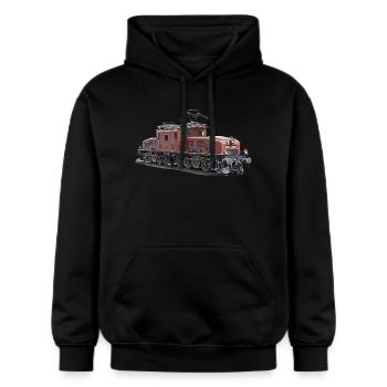 SBB Krokodil CE6/8 - Gildan Unisex Softstyle® Midweight Hoodie - Schwarz - Vorne - Marisol (170cm) & Nik (191cm)