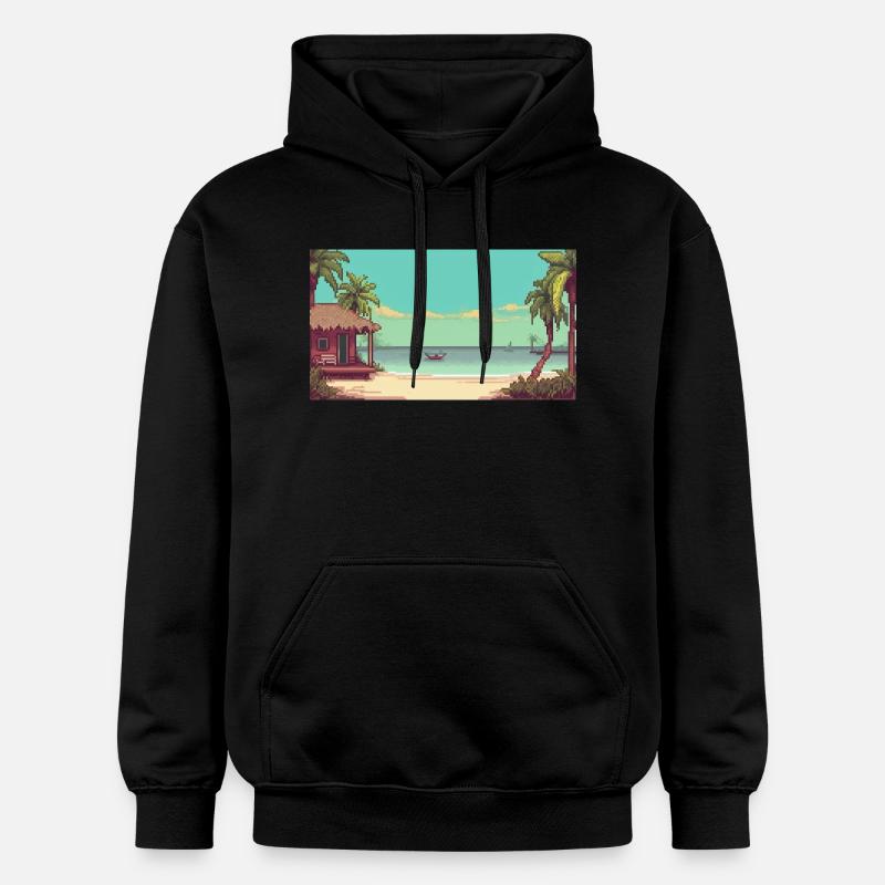 Isla Holbox, Mexique - Pixel Art - Sweat à capuche Softstyle® Gildan Unisexe - noir