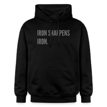 Iron sharpens iron. - Gildan Unisex Softstyle® Midweight Hoodie - black - Front - Marisol (170cm) & Nik (191cm)