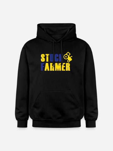 STUCK FARMER YELLOW BLUE - Gildan Unisex Softstyle® Midweight Hoodie - black